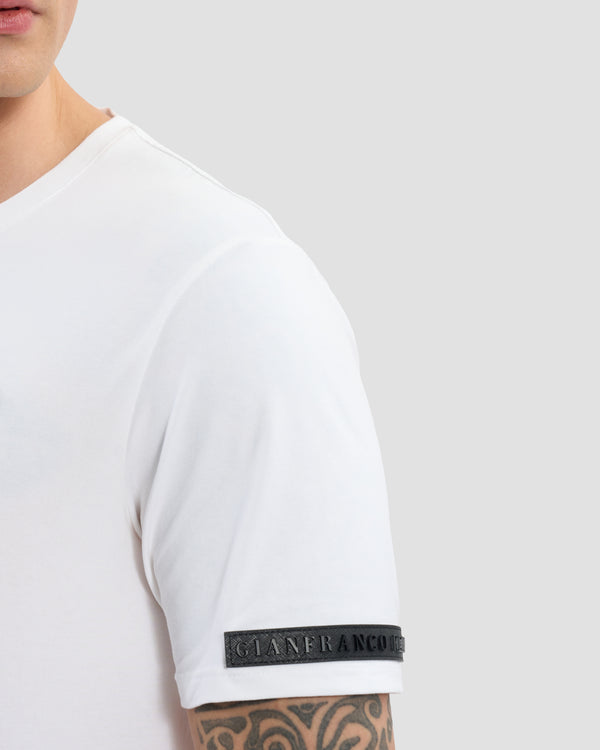 Gianfranco Ferre Leather Monogram Patched T-Shirt White