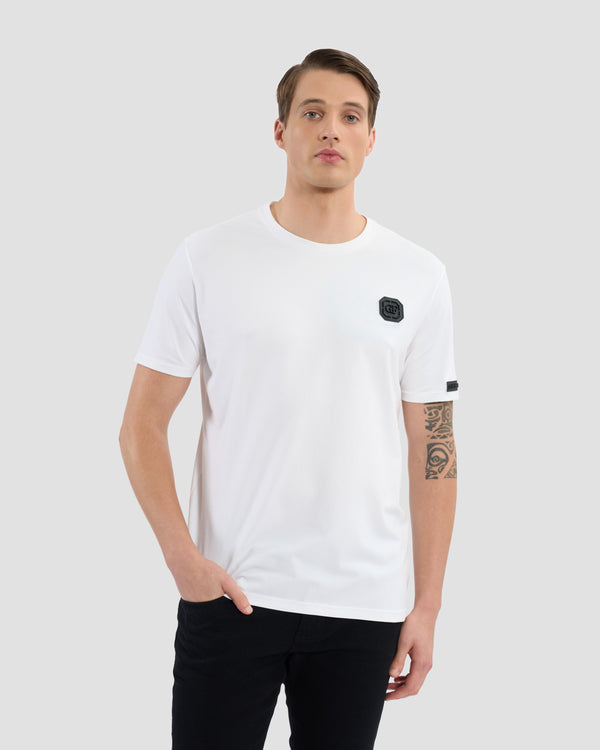 gianfranco ferre Leather Monogram Patched T-Shirt White