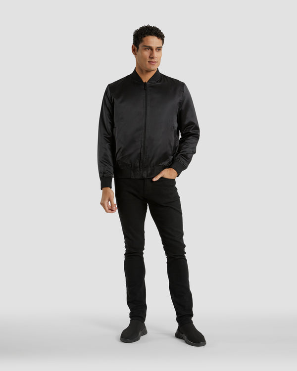 Gianfranco Ferre Leather Patched & Embroidered Reversible Bomber Jacket Black & Navy