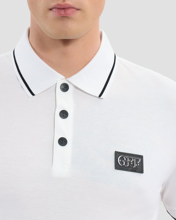 Gianfranco Ferre Logo Embellished Chest Polo Shirt White