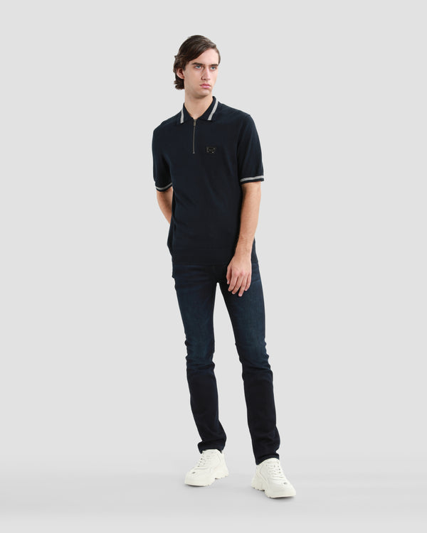 Gianfranco Ferre Logo Embellished Half Zip Top Navy