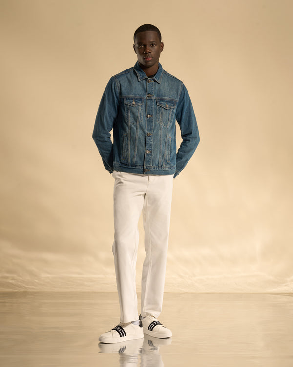 Gianfranco Ferre Logo Embossed Classic Denim Jacket Dark Blue