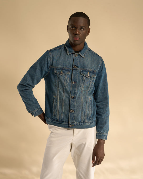 gianfranco ferre Logo Embossed Classic Denim Jacket Dark Blue