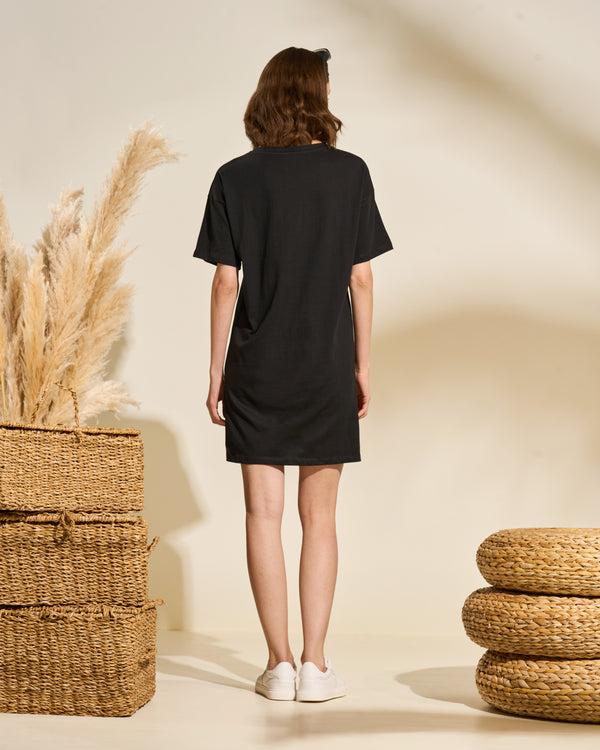 Gianfranco Ferre Logo Graphic Cotton T-Shirt Dress Black