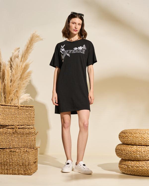 gianfranco ferre Logo Graphic Cotton T-Shirt Dress Black