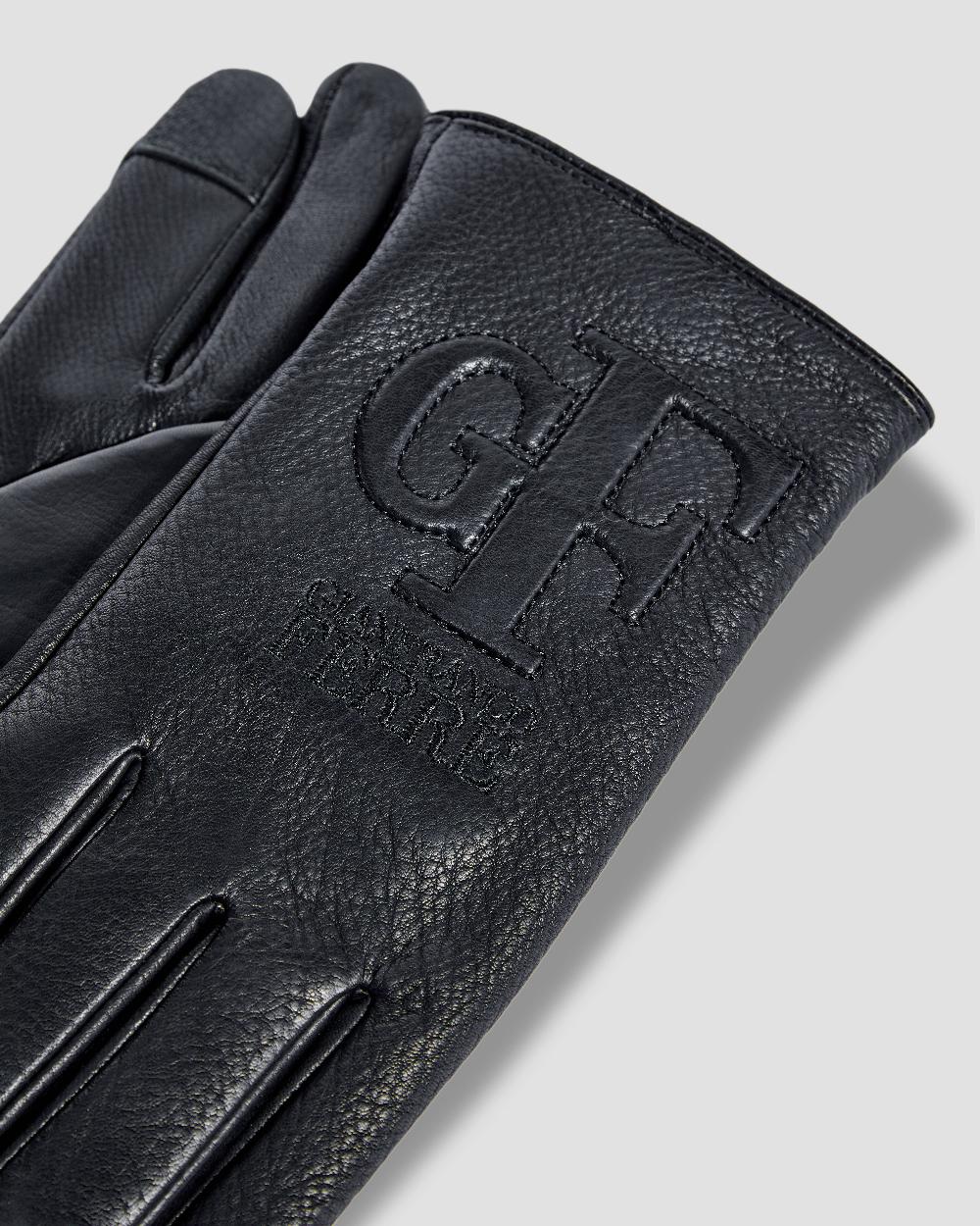 Gianfranco Ferre Logo Monogram Leather Gloves Black