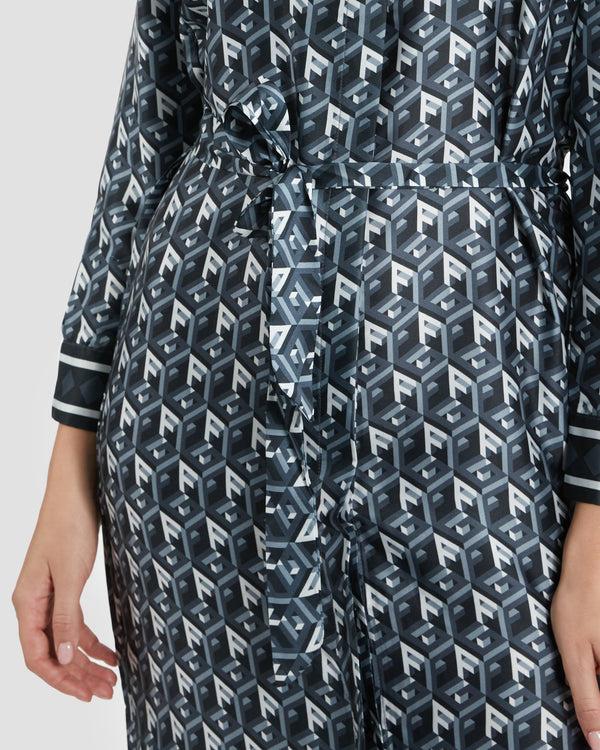 Gianfranco Ferre Logo Monogram Midi Shirt Dress Multicolor