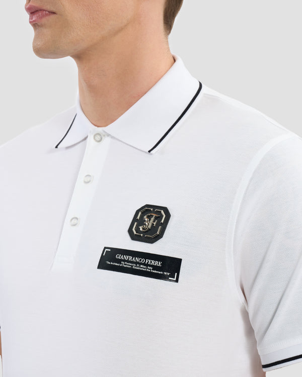 Gianfranco Ferre Logo Monogram Patched Polo Shirt White