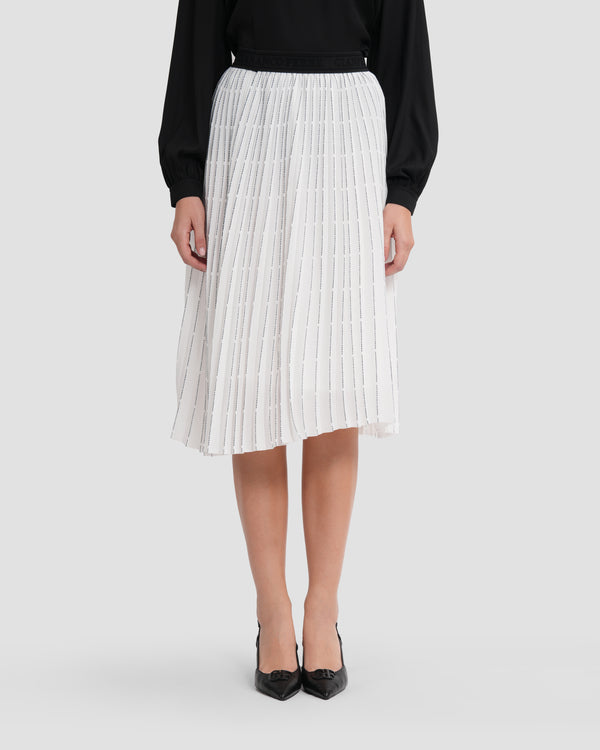 gianfranco ferre Logo Print Pleated Midi Skirt White