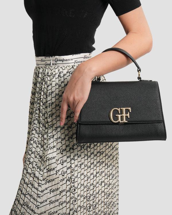 Gianfranco Ferre Logo Striped Pleated Midi Skirt Beige