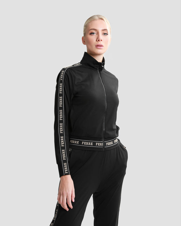 Gianfranco Ferre Logo Tape Zip-Up Tracksuit Set Black