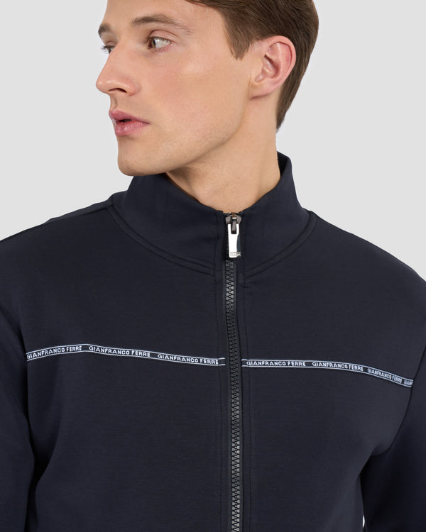 Gianfranco Ferre Logo Taped Chest Track Jacket Navy