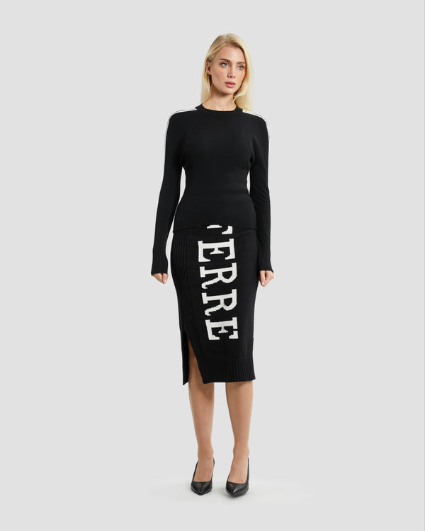 Gianfranco Ferre Logo Tapered Sleeve Knitwear Black