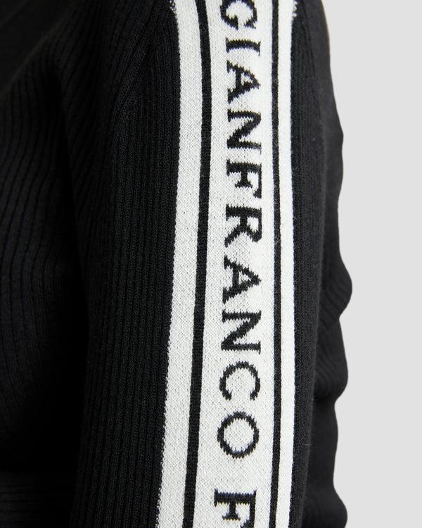 Gianfranco Ferre Logo Tapered Sleeve Knitwear Black
