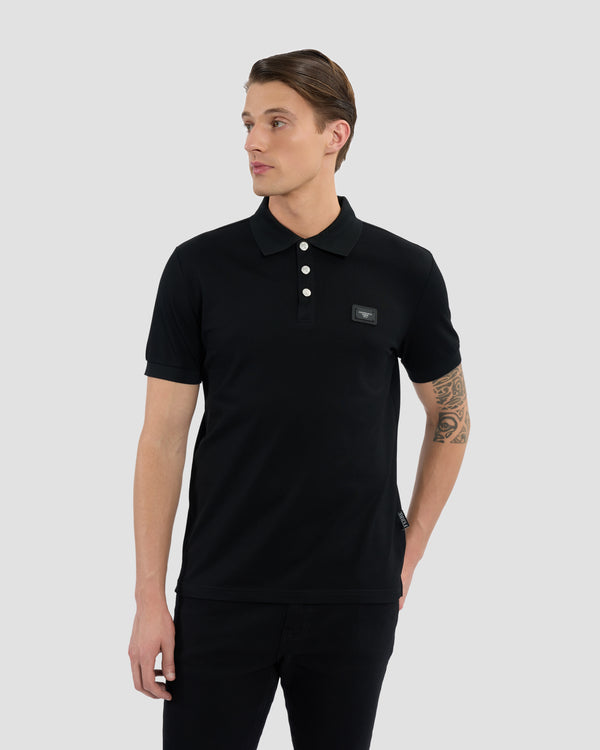gianfranco ferre Matte Metal Brand Embellished Polo Shirt Black
