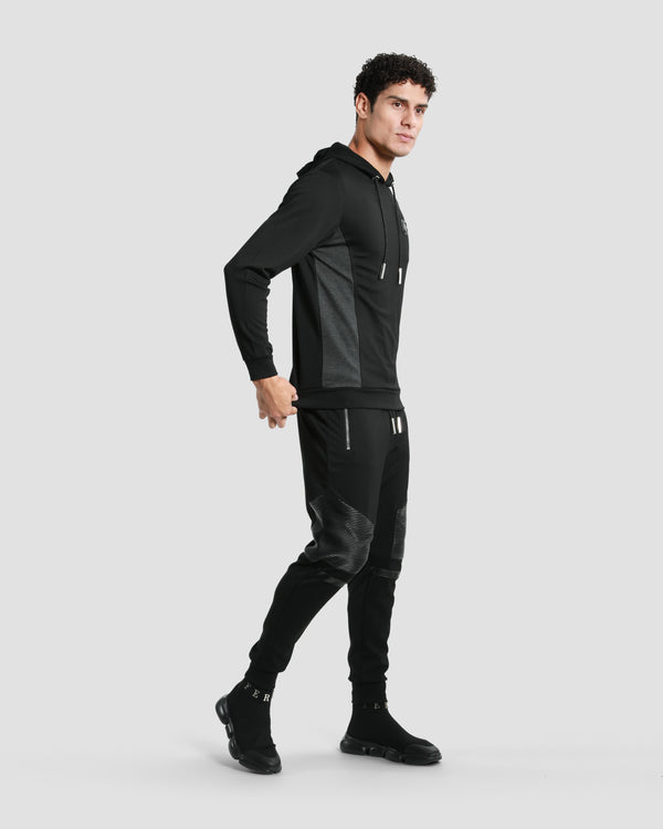 Gianfranco Ferre Melange Paneled Hoodie Jacket Black