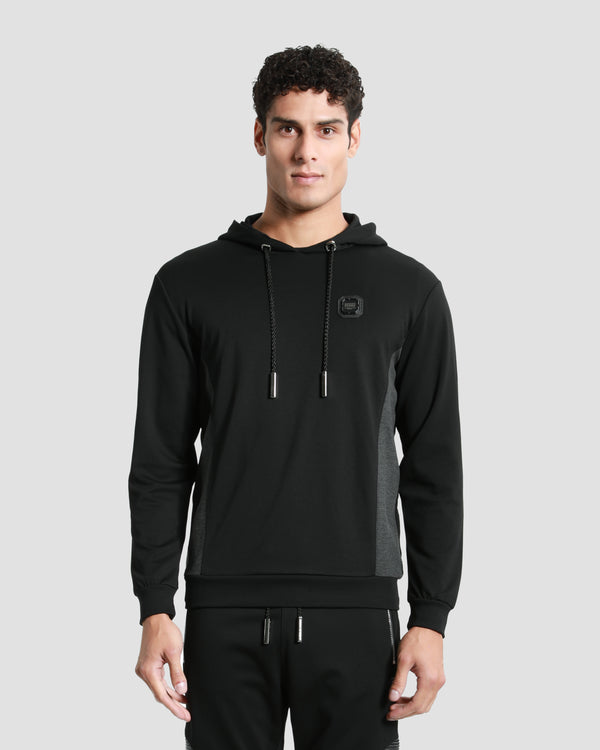 Gianfranco Ferre Melange Paneled Hoodie Jacket Black