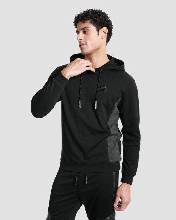 gianfranco ferre Melange Paneled Hoodie Jacket Black