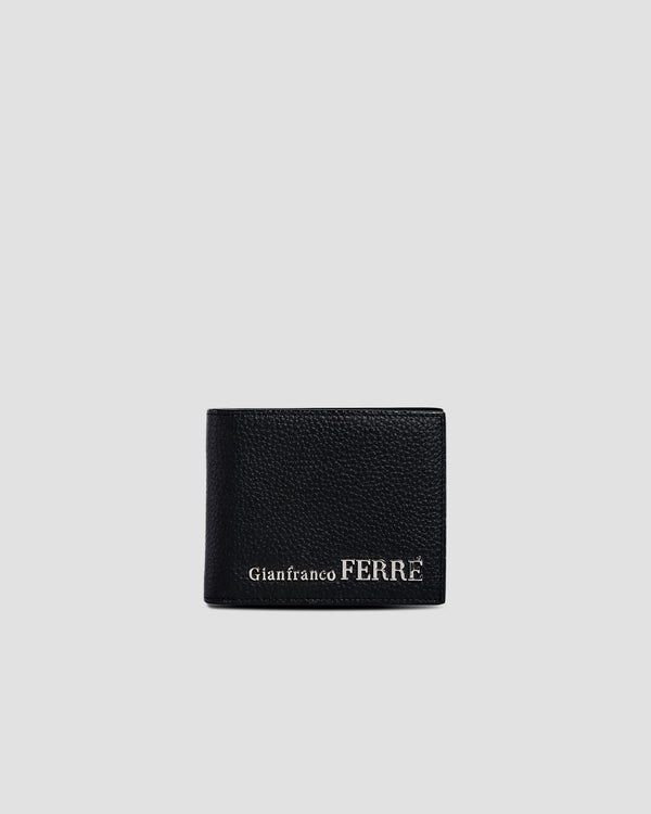 gianfranco ferre Metal Brand Embellished Bifold Wallet - Three Slots Black