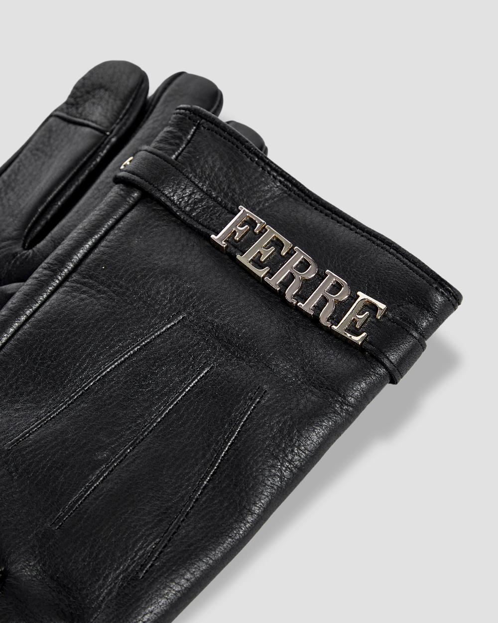 Gianfranco Ferre Metal Brand Embellished Gloves Black