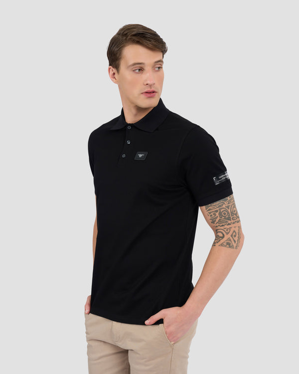 gianfranco ferre Metal Brand Patched Polo Shirt Black