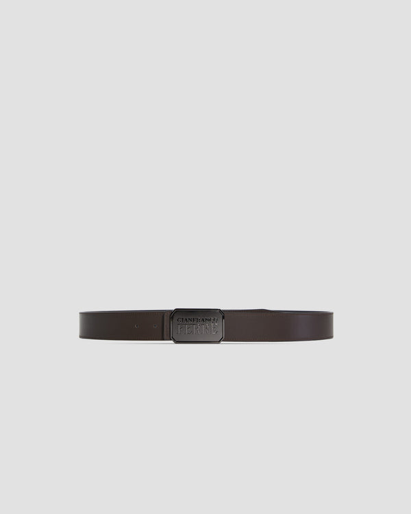 Gianfranco Ferre Metal Branding Square Buckle Belt Black & Brown