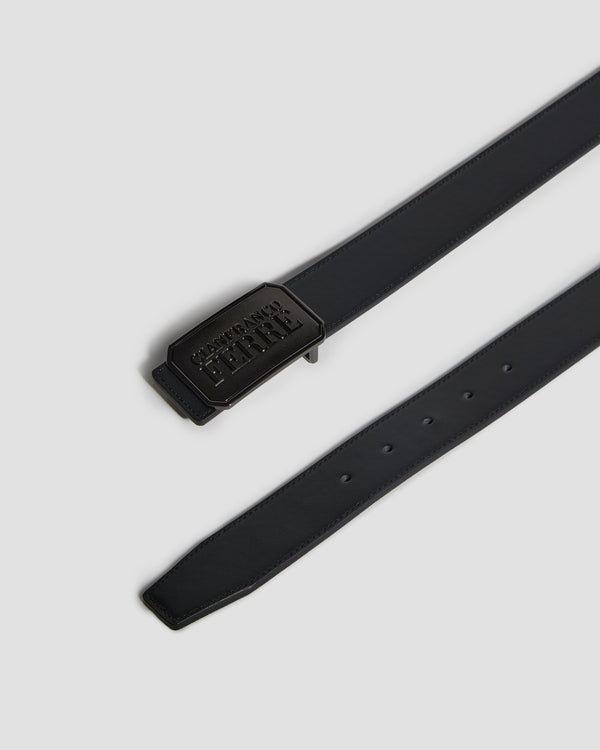 Gianfranco Ferre Metal Branding Square Buckle Belt Black & Brown