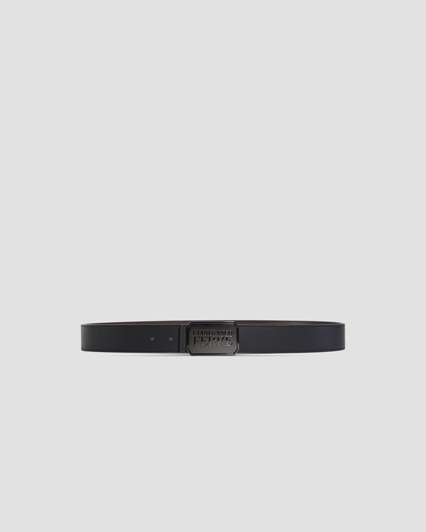 gianfranco ferre Metal Branding Square Buckle Belt Black & Brown
