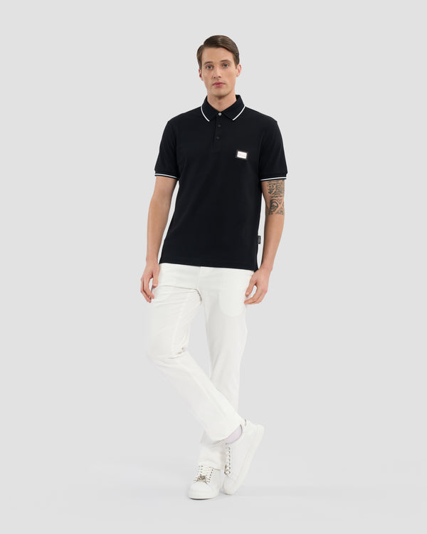 Gianfranco Ferre Metal Ferré Patched Polo Shirt Black