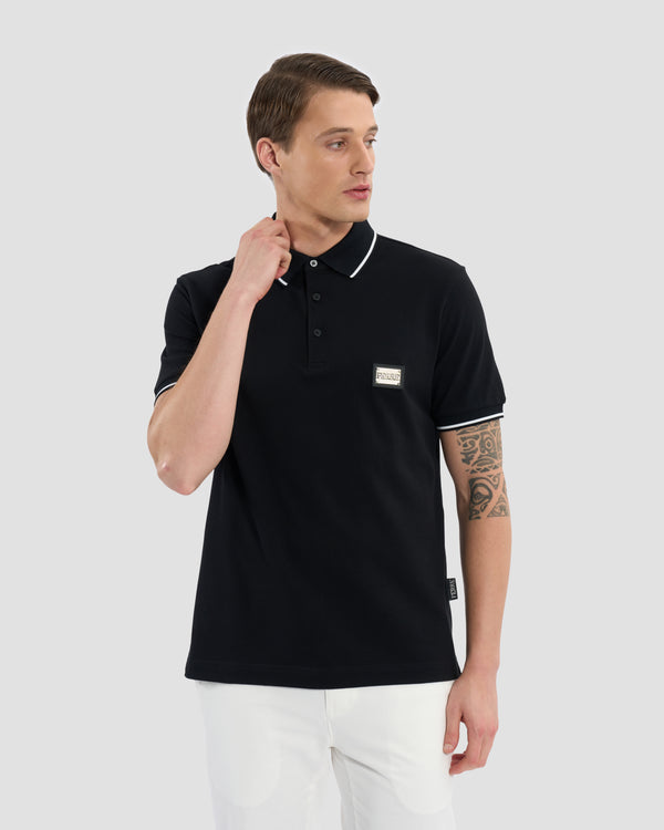 gianfranco ferre Metal Ferré Patched Polo Shirt Black
