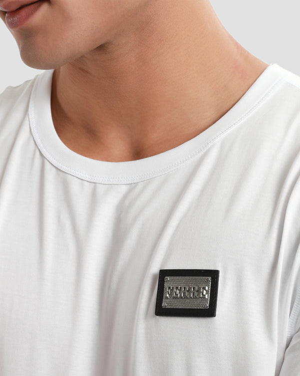 Gianfranco Ferre Metal Logo Patch Chest T-Shirt White