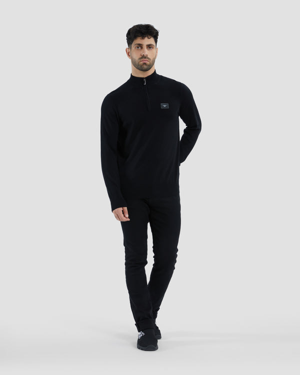 Gianfranco Ferre Metal Logo Patched Chest Sweater Black