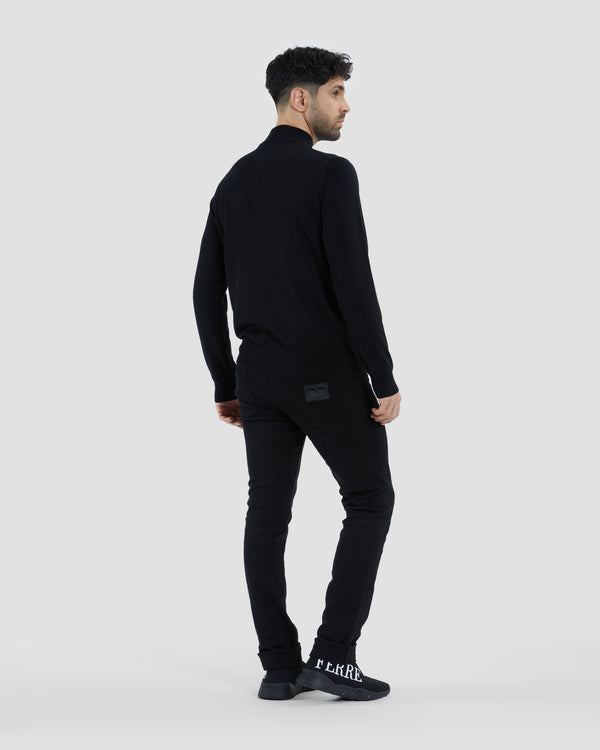 Gianfranco Ferre Metal Logo Patched Chest Sweater Black