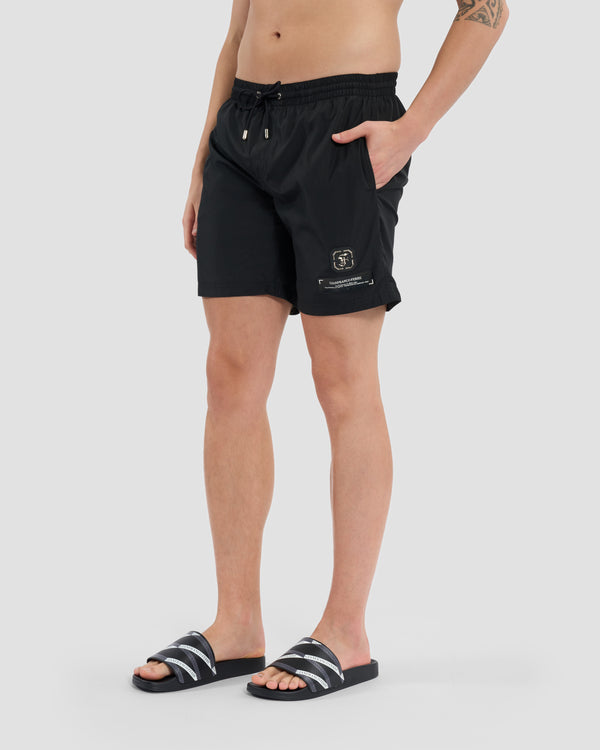 gianfranco ferre Metal Monogram Embellished Swim Shorts Black