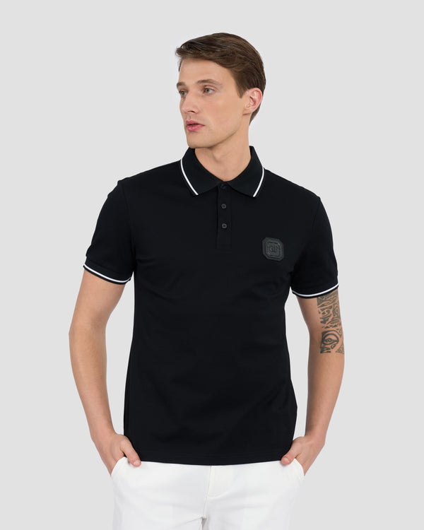 gianfranco ferre Metal Monogram Patched Polo Shirt Black