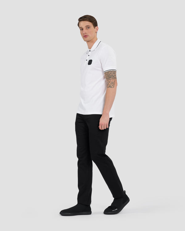 Gianfranco Ferre Metal Monogram Patched Polo Shirt White