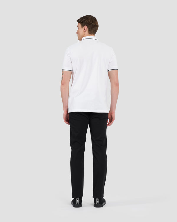 Gianfranco Ferre Metal Monogram Patched Polo Shirt White