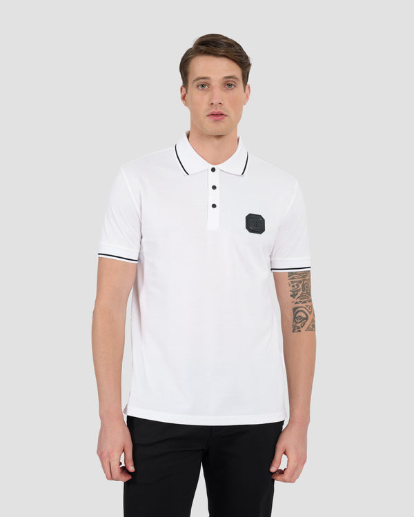 gianfranco ferre Metal Monogram Patched Polo Shirt White