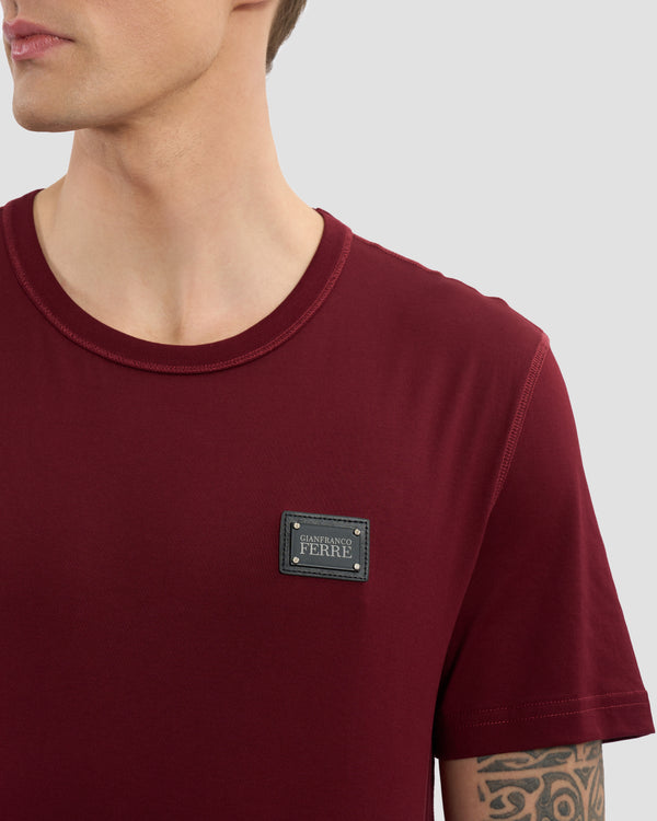Gianfranco Ferre Metal Patched Stitched T-Shirt Maroon