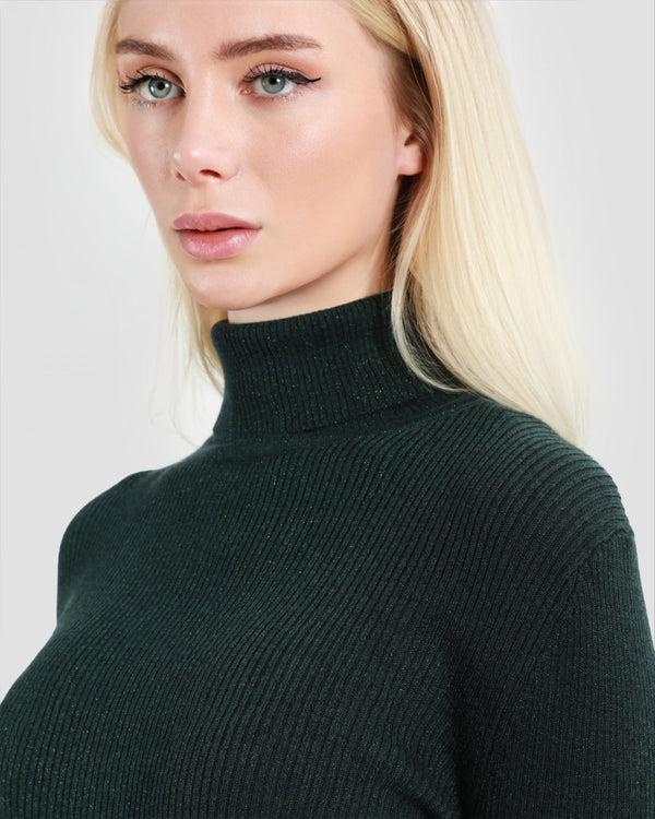 Gianfranco Ferre Metallic Embroidered Hem Sweater Dark Green