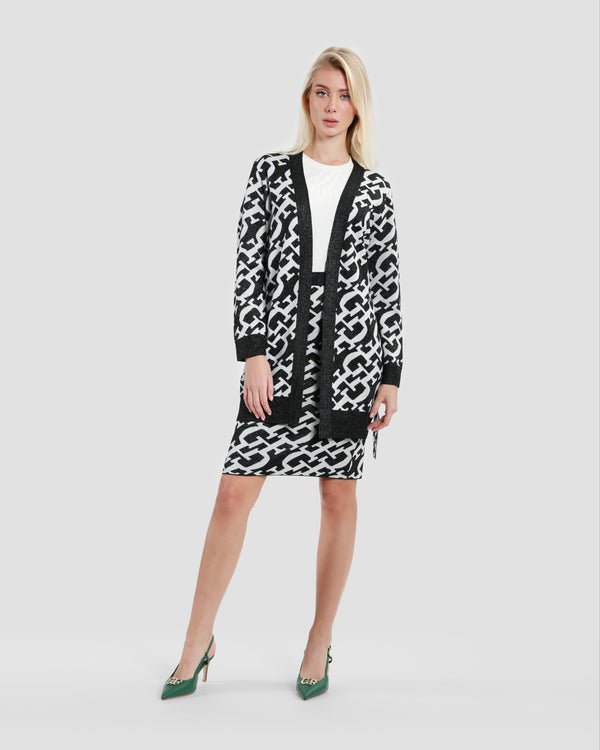 Gianfranco Ferre Metallic Monochrome Cardigan Black