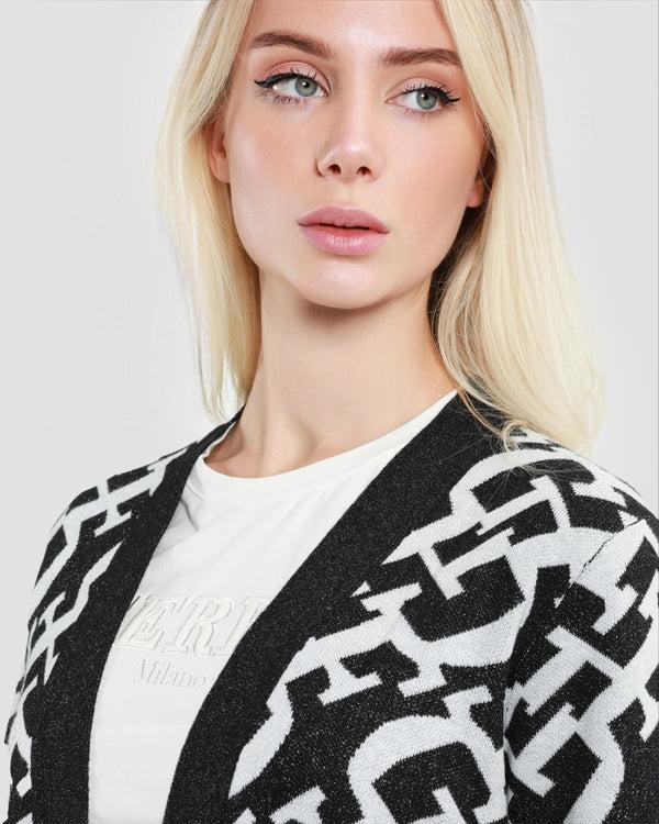 Gianfranco Ferre Metallic Monochrome Cardigan Black