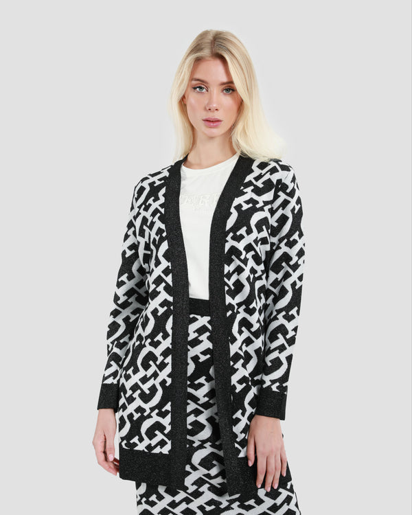 gianfranco ferre Metallic Monochrome Cardigan Black