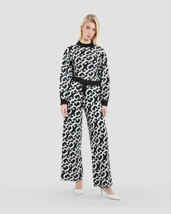 Gianfranco Ferre Metallic Monochrome Flared Pants Black