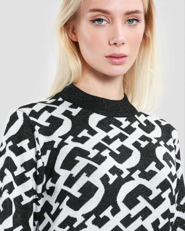 Gianfranco Ferre Metallic Monochrome Knit Dress Black
