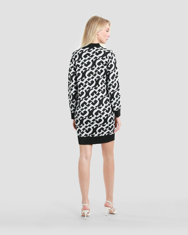 Gianfranco Ferre Metallic Monochrome Knit Dress Black