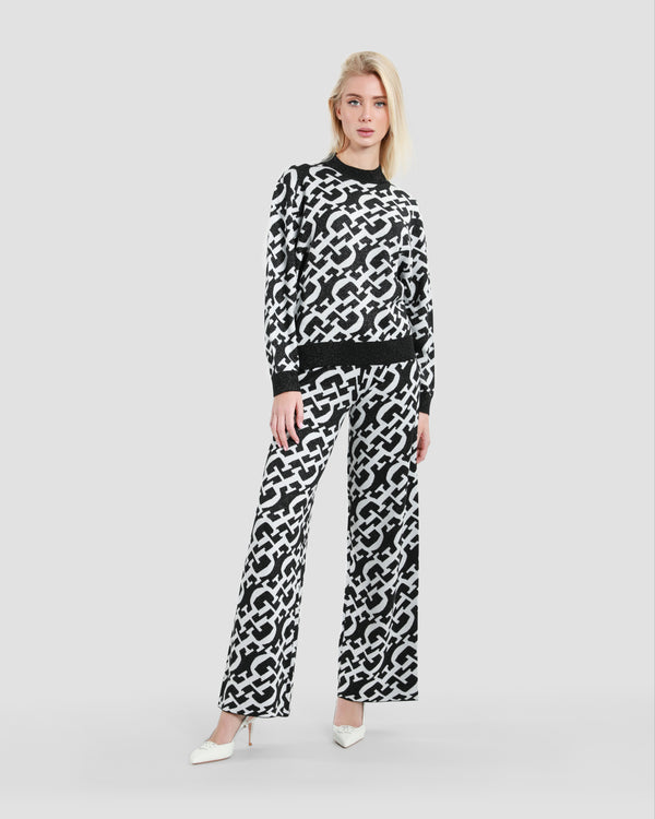 Gianfranco Ferre Metallic Monochrome Knit Pullover Black