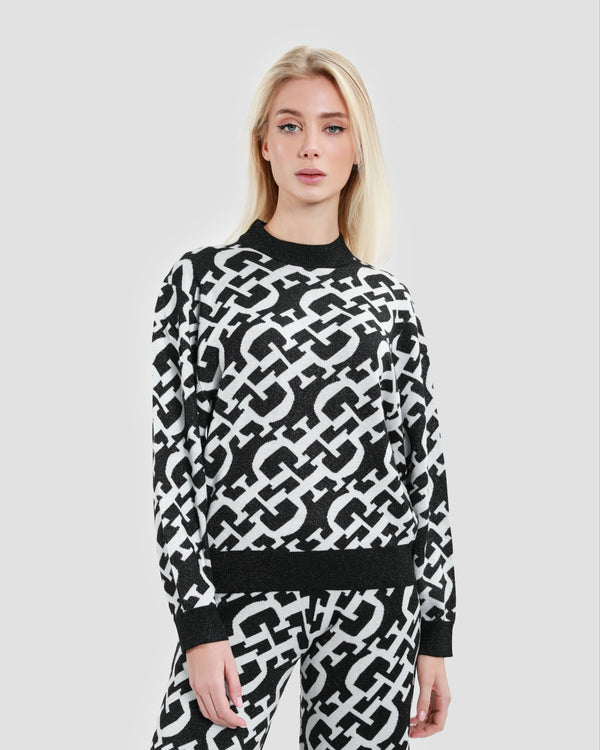 gianfranco ferre Metallic Monochrome Knit Pullover Black