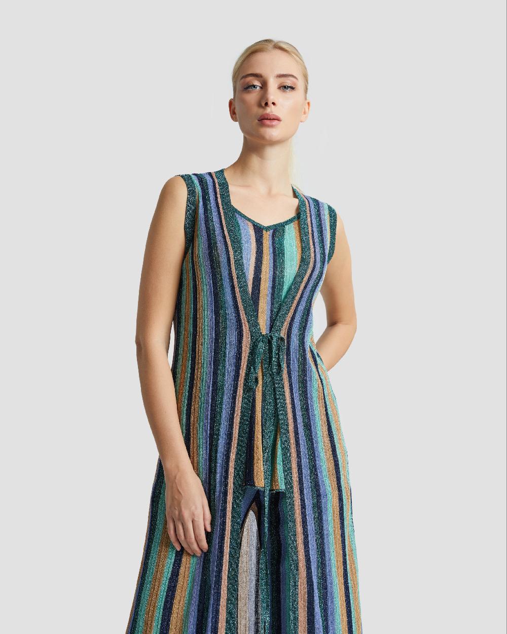 Gianfranco Ferre Metallic Striped Knit Cardigan Multicolor