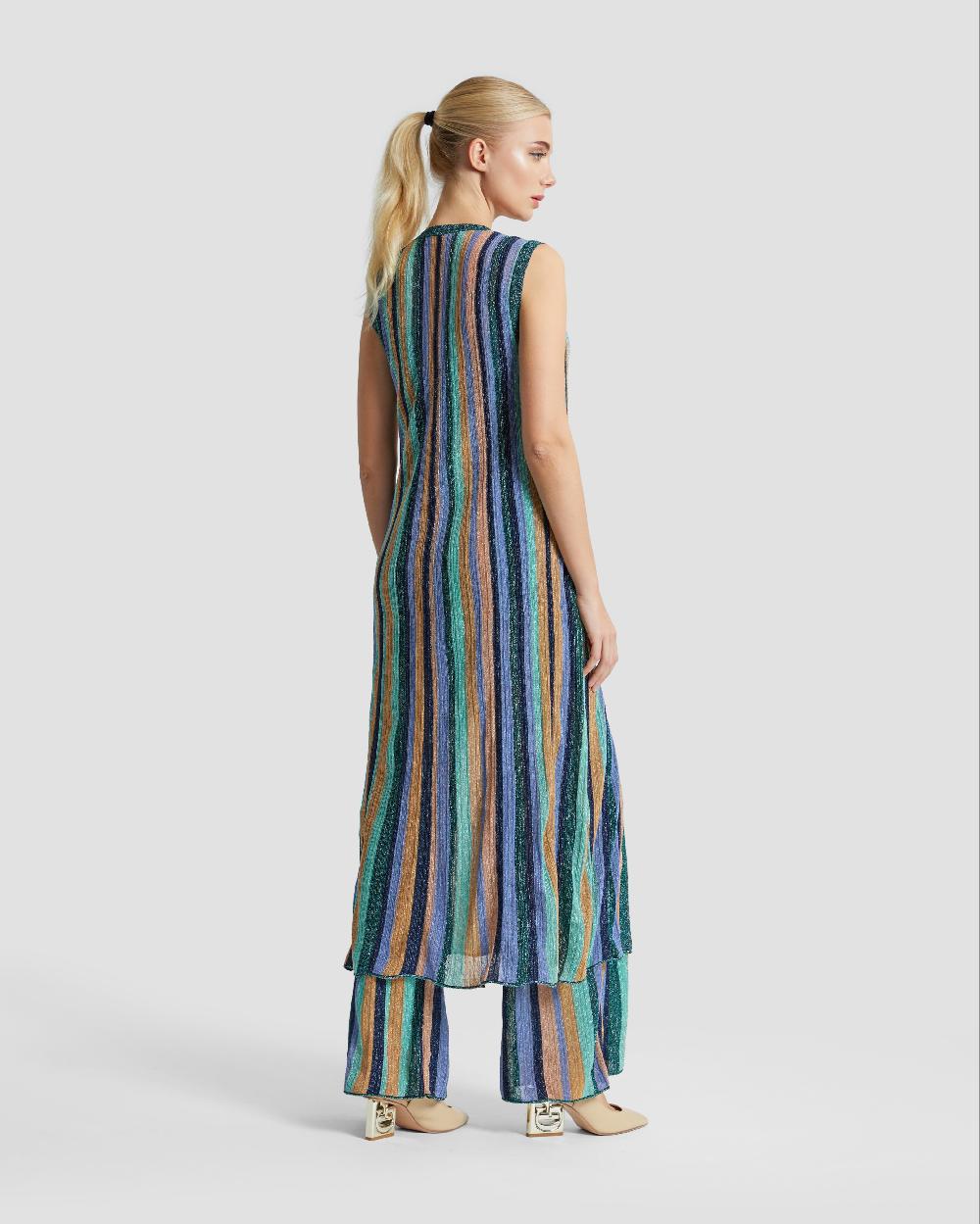 Gianfranco Ferre Metallic Striped Knit Cardigan Multicolor